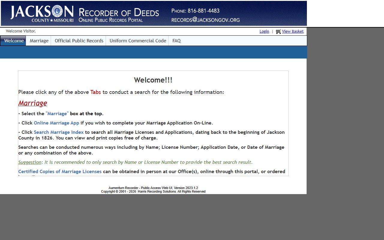 Jackson County circuit clerk records Aumentum Recorder portal