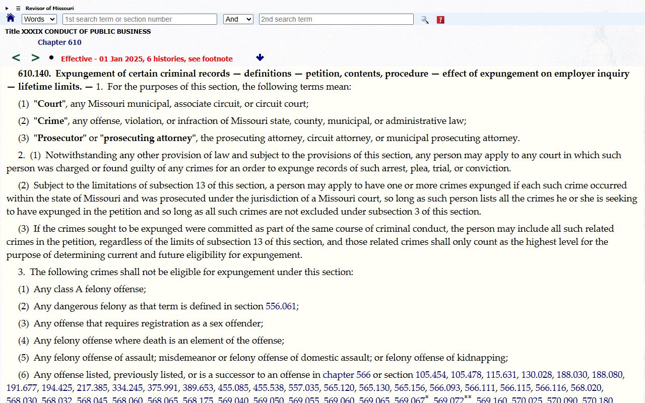 Jackson County arrest records expungement statute page