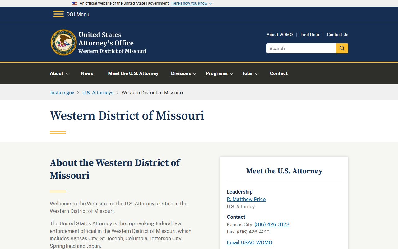 Jackson County arrest records and federal charge source for Western District of Missouri
