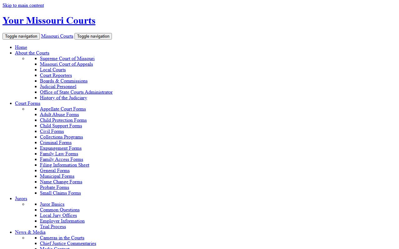 Jackson County court dockets Missouri Judiciary page