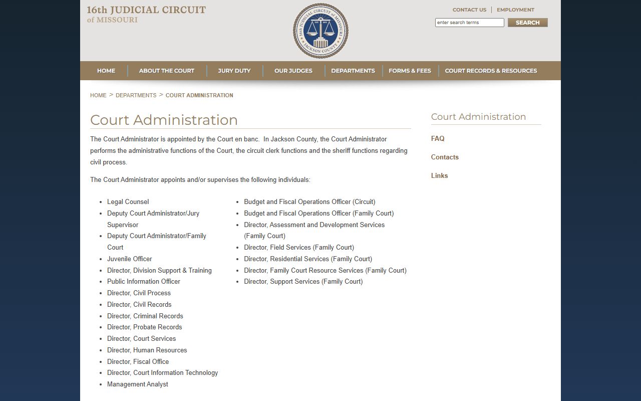 Jackson County court dockets court administration page
