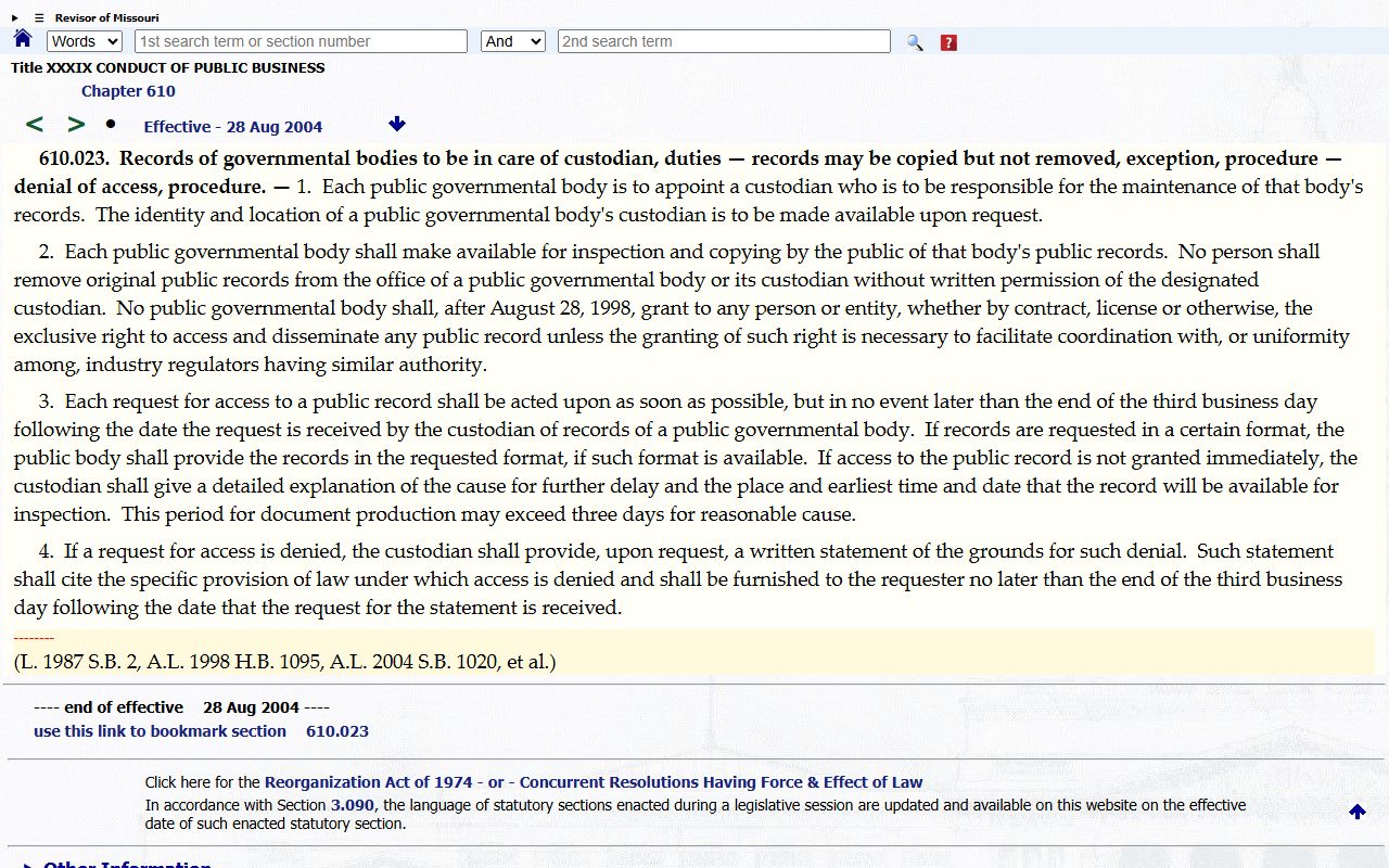 Jackson County court dockets records custodian statute