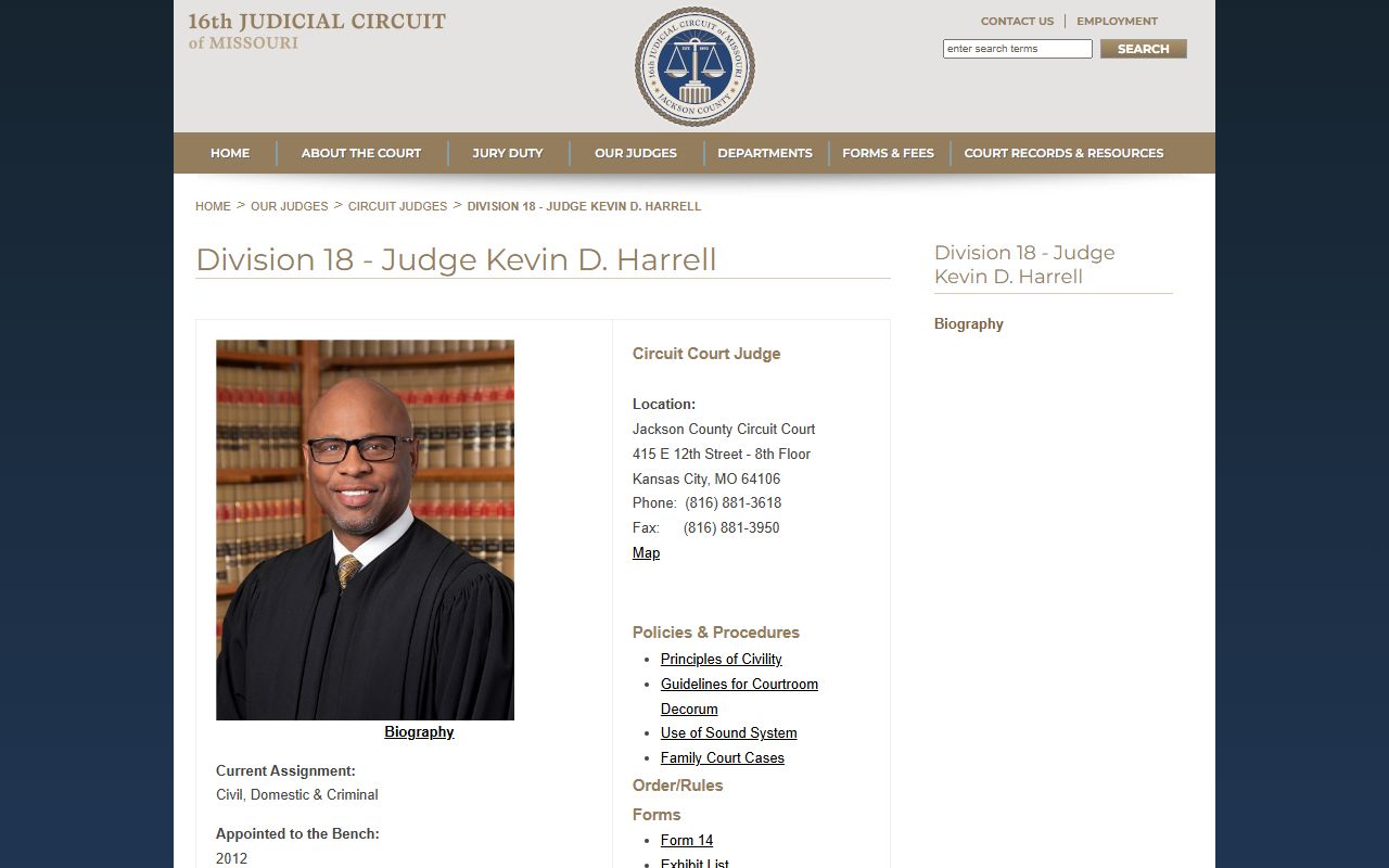 Jackson County court dockets Presiding Judge division page