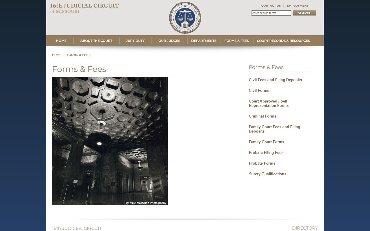 Jackson County court records forms and fees page
