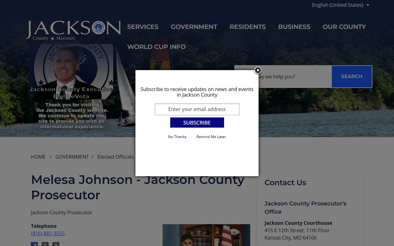 Jackson County criminal court records elected Prosecutor page