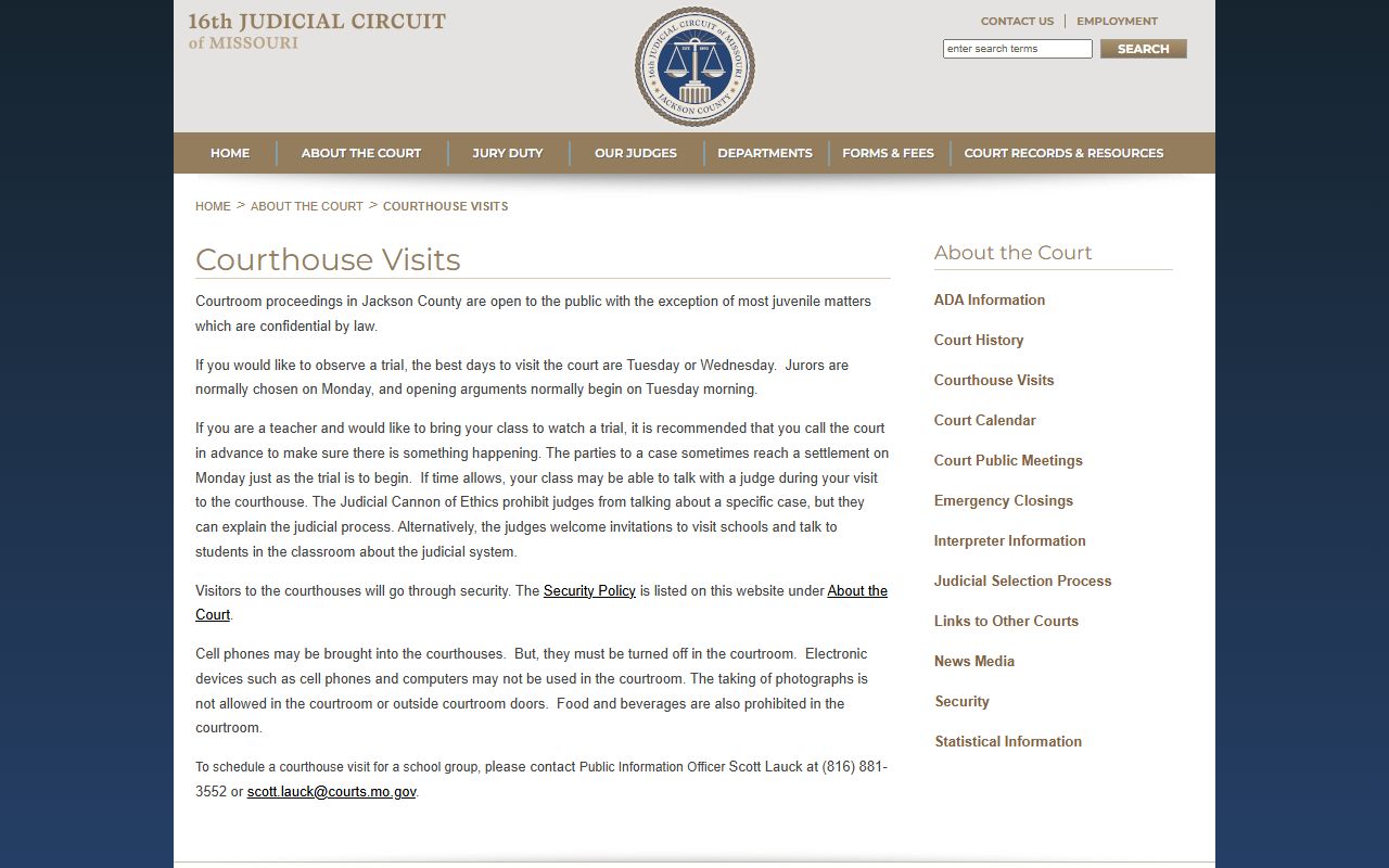 Jackson County court records courthouse visits page
