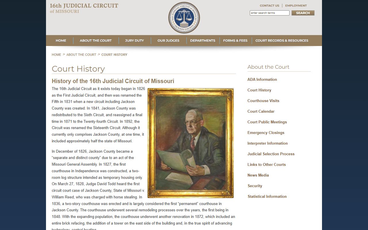 Jackson County court records court history page