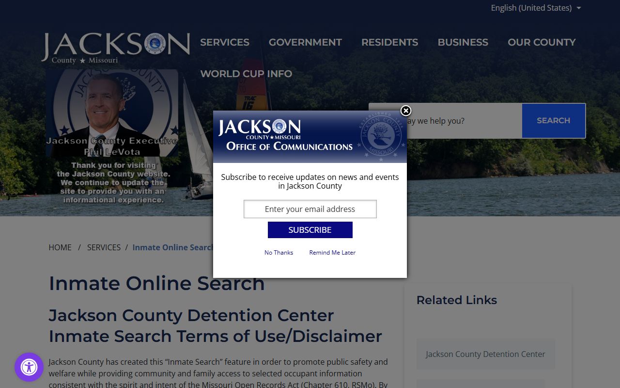 Jackson County inmate records online search disclaimer