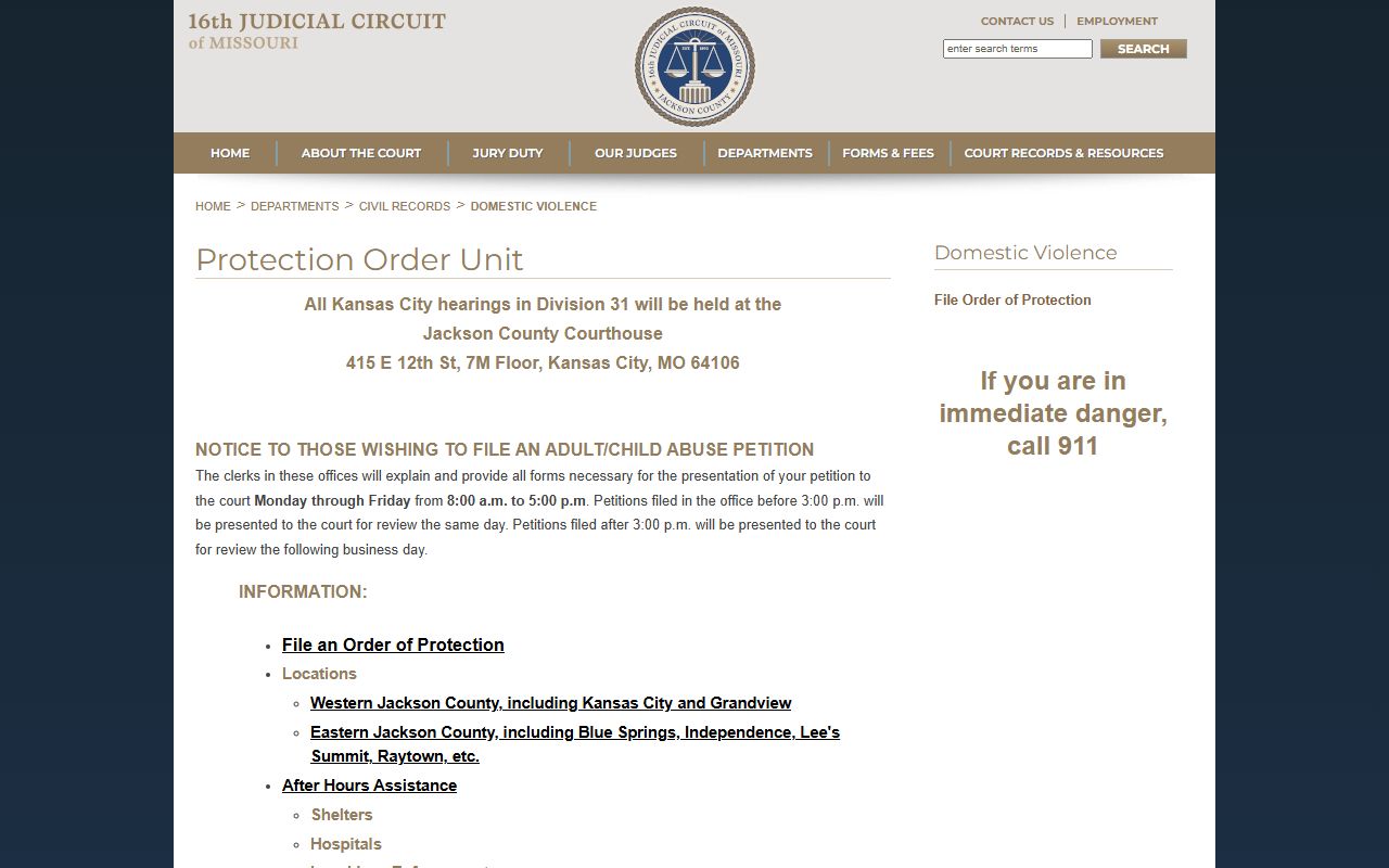 Jackson County probate records protection order unit information