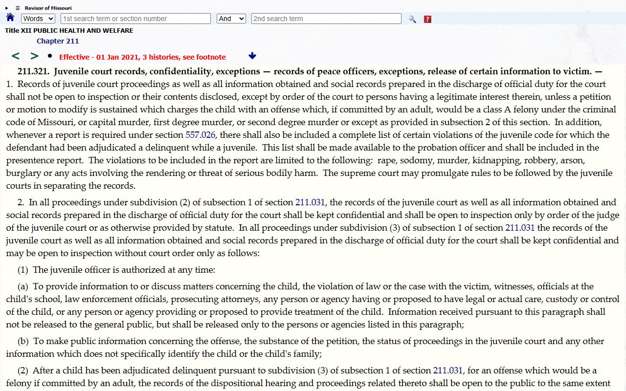 Jackson County probate records juvenile confidentiality statute