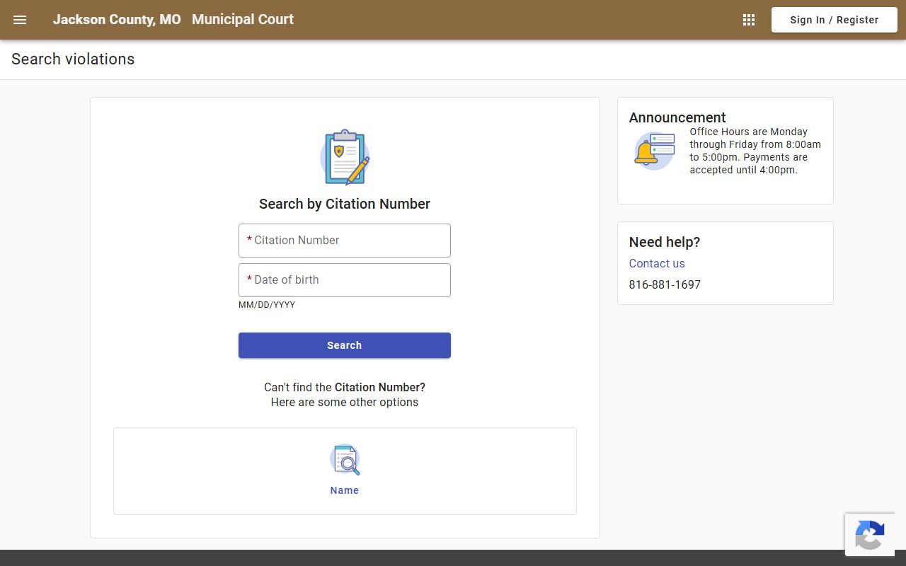 Jackson County traffic court records municipal payment portal