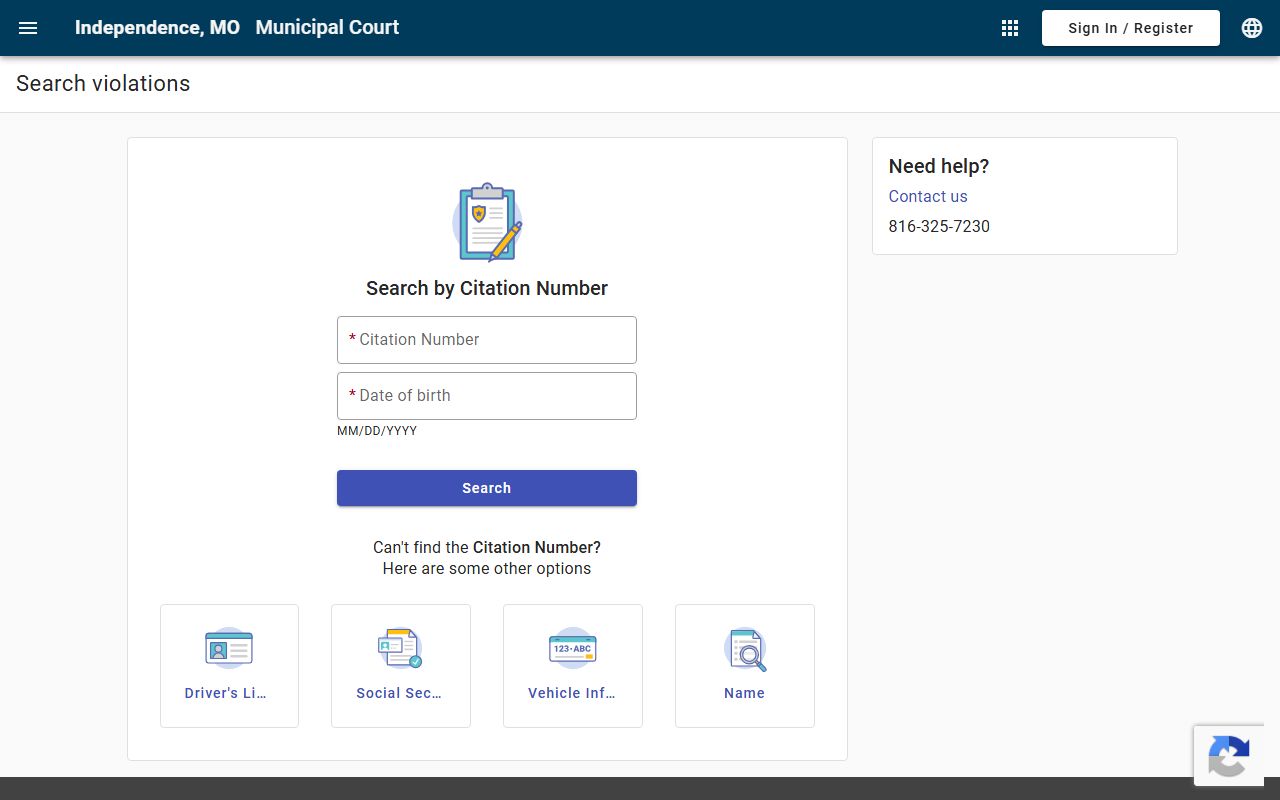 Jackson County traffic court records Independence Tyler search portal