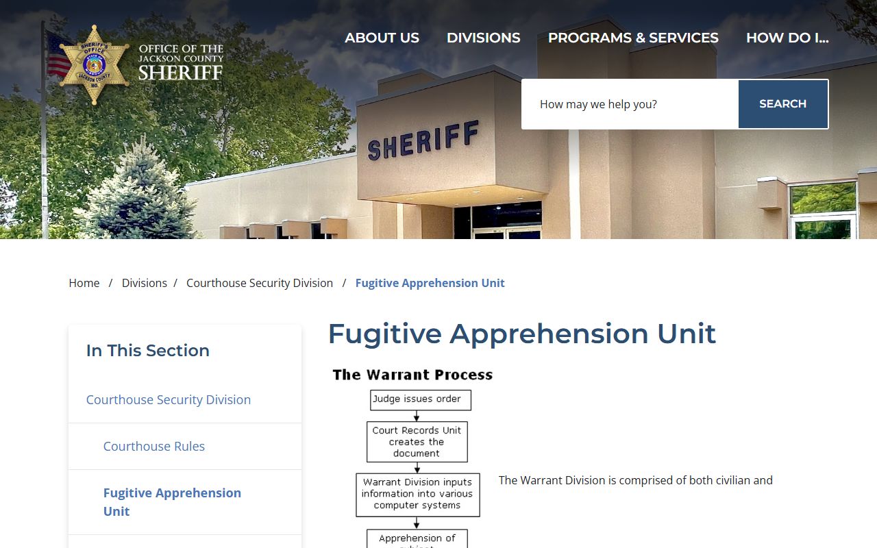 Jackson County warrant records Fugitive Apprehension Unit page